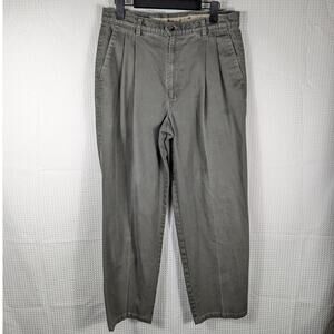 Dockers Khakis 33x32 Mens Pleated Chino Pants Olive Green Cotton Vintage Y2K